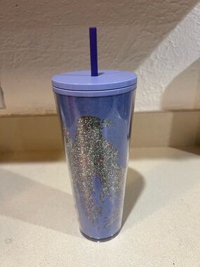 Starbucks Lavender Tumbler with Glitter Crows and Purple Straw